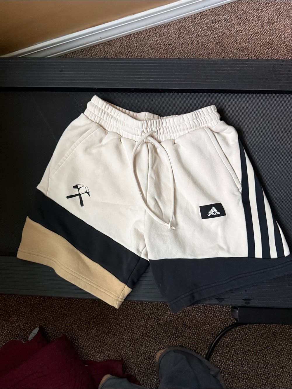 adidas Tin man Elite Men’s Cream, Black & Tan Athletic Shorts